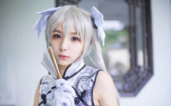 白丝旗袍美女尤物cos春日野穹福利写真图片