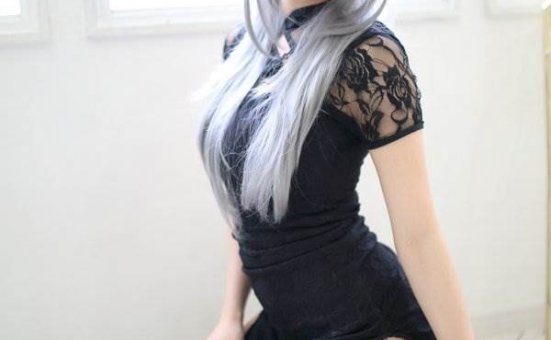 性感cos美女黑色蕾丝旗袍性感美腿诱惑写真