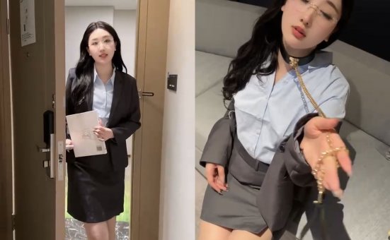 江真真性感深灰色Ol制服拍摄花絮 [1V-560MB]